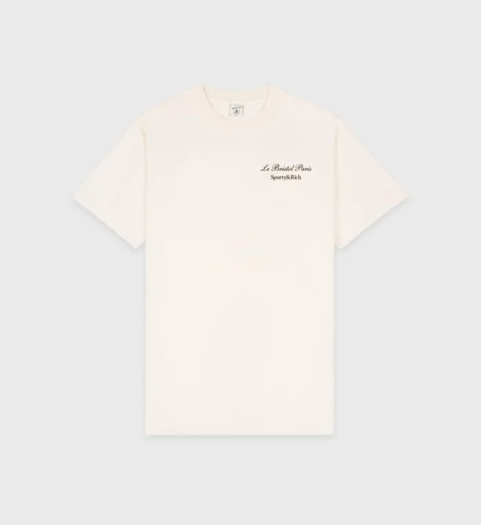 Sporty and Rich TShirts and Tops Women Faubourg T Shirt 8211 CreamChocolate