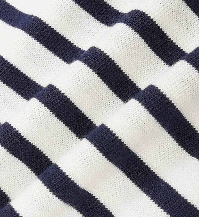 Sporty and Rich TShirts and Tops Women Serif Logo Mariniere Sweater 8211 Off WhiteNavy Stripe