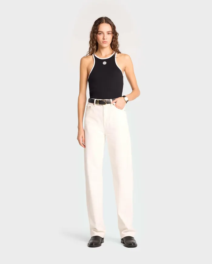 Sporty and Rich TShirts and Tops Women SRHWC Ribbed Tank 8211 BlackWhite