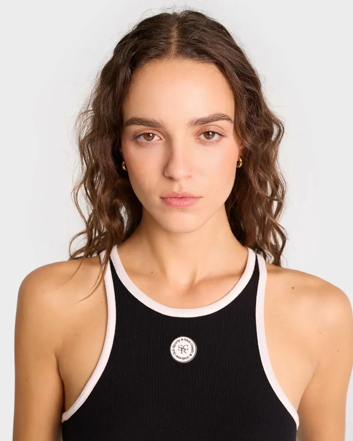 Sporty and Rich TShirts and Tops Women SRHWC Ribbed Tank 8211 BlackWhite