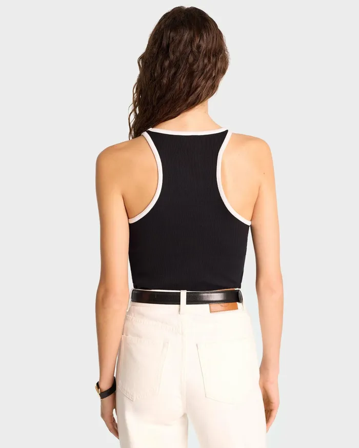 Sporty and Rich TShirts and Tops Women SRHWC Ribbed Tank 8211 BlackWhite