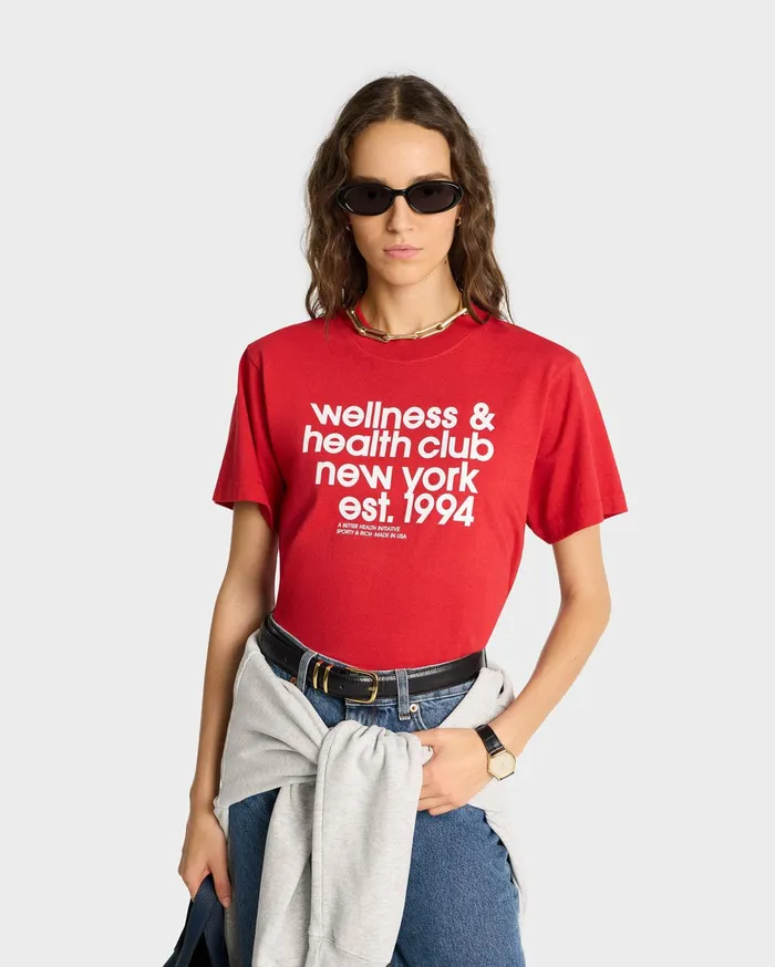 Sporty and Rich TShirts and Tops Women USA Health Club TShirt 8211 RubyWhite