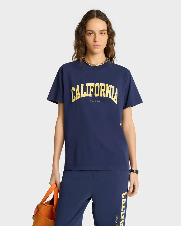 Sporty and Rich TShirts Men California TShirt 8211 NavyGold