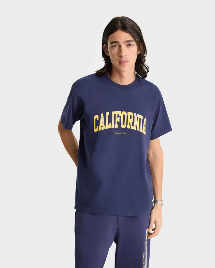 Sporty and Rich TShirts Men California TShirt 8211 NavyGold