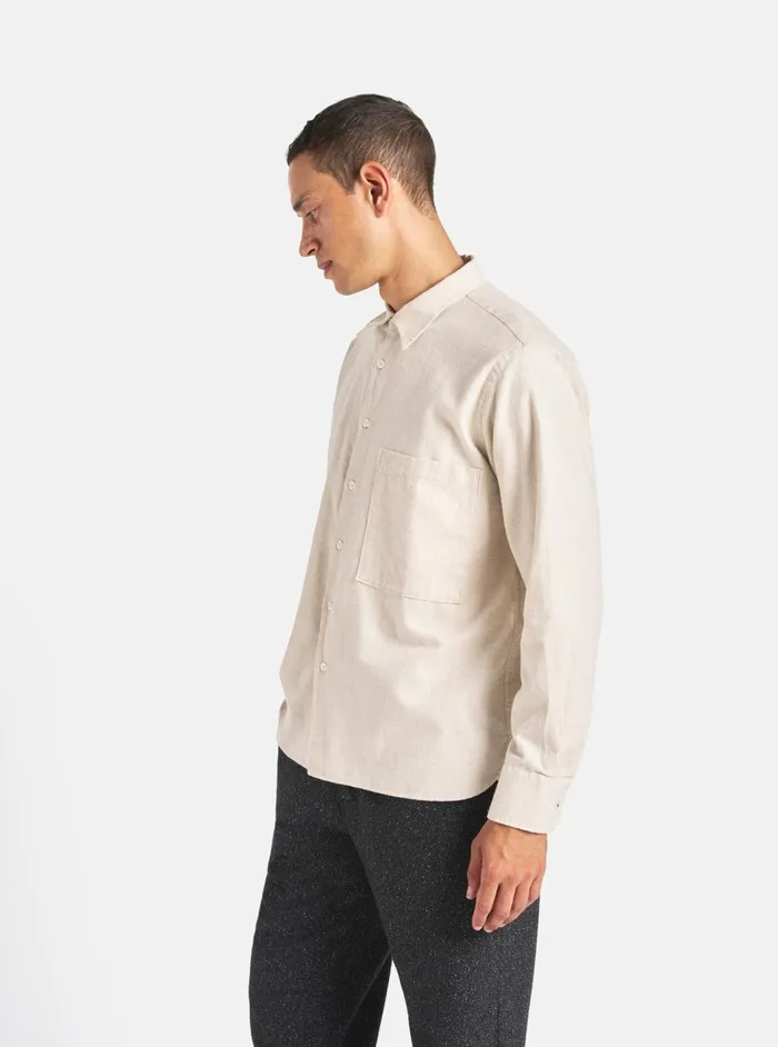 Square Pocket Shirt In Sand Brushed Flannel Men Universal Works Shirts