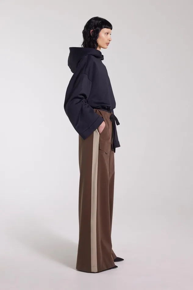 Stutterheim Jarla Stripe Trousers Dark Brown Women Bottoms