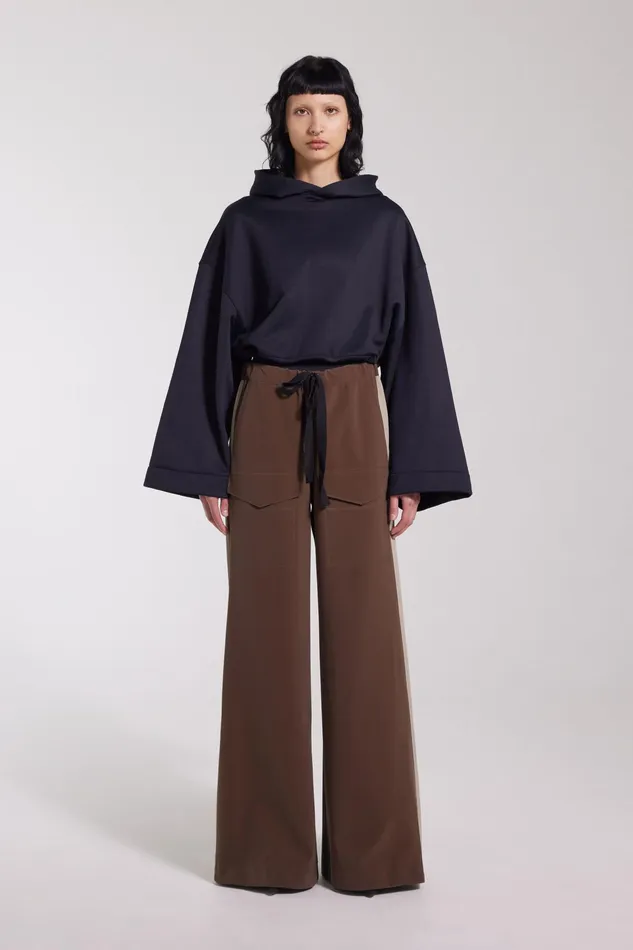 Stutterheim Jarla Stripe Trousers Dark Brown Women Bottoms