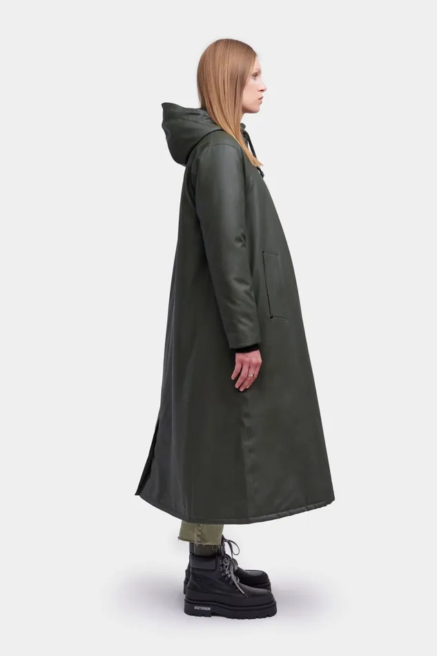 Stutterheim Mosebacke Long Winter Jacket Green Women Raincoats