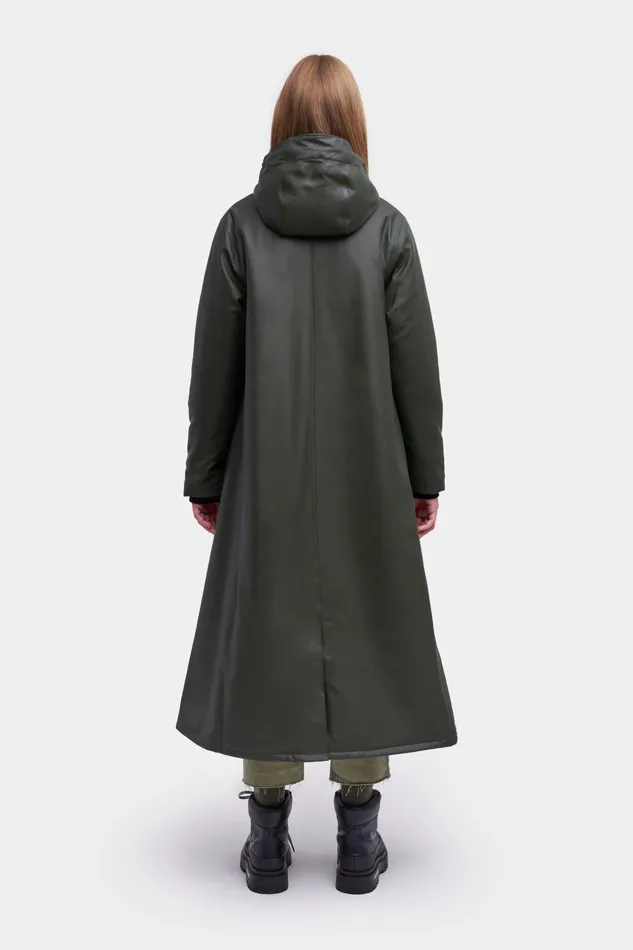 Stutterheim Mosebacke Long Winter Jacket Green Women Raincoats