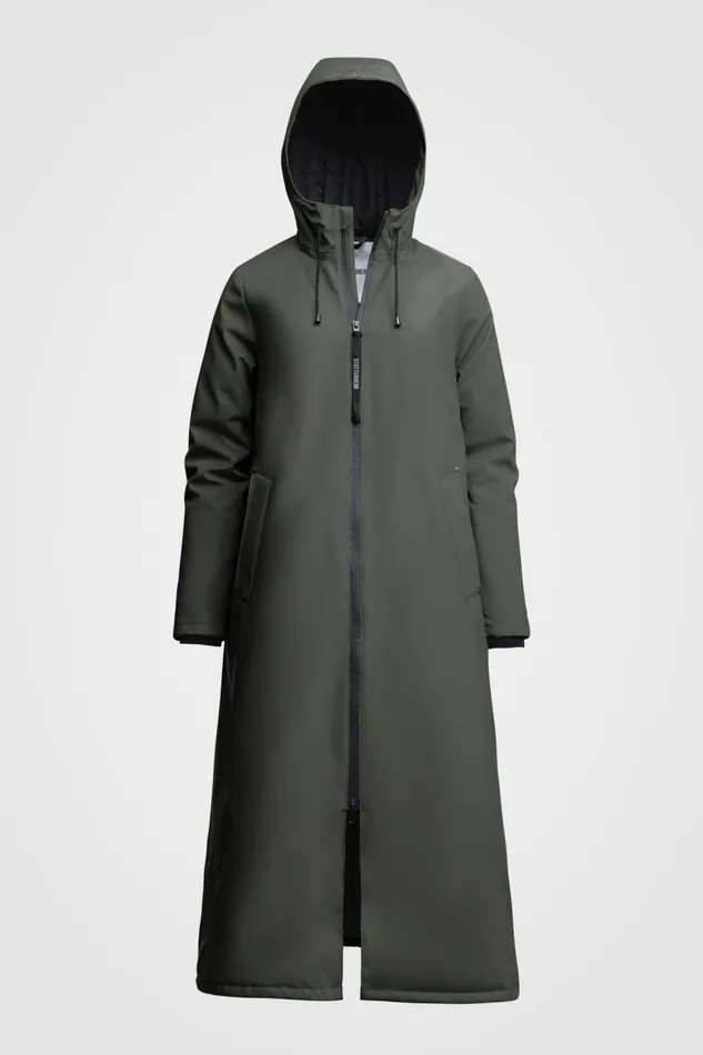 Stutterheim Mosebacke Long Winter Jacket Green Women Raincoats