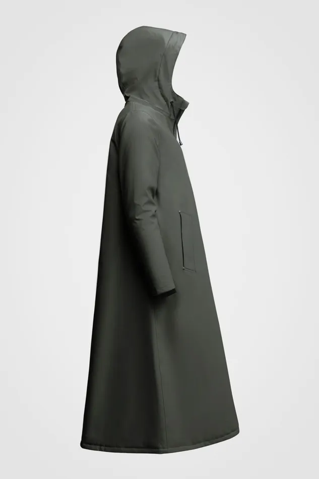 Stutterheim Mosebacke Long Winter Jacket Green Women Raincoats