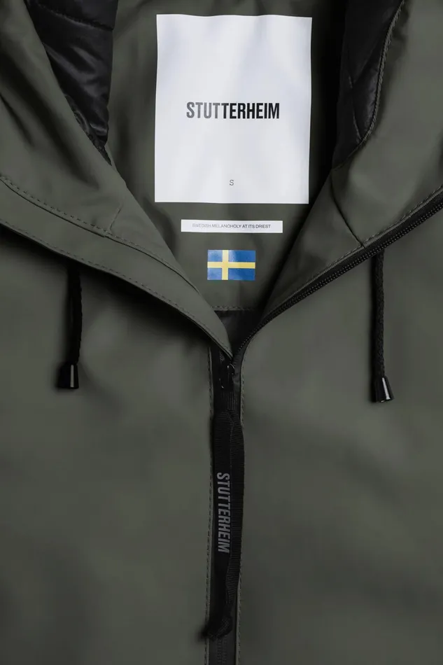 Stutterheim Mosebacke Long Winter Jacket Green Women Raincoats
