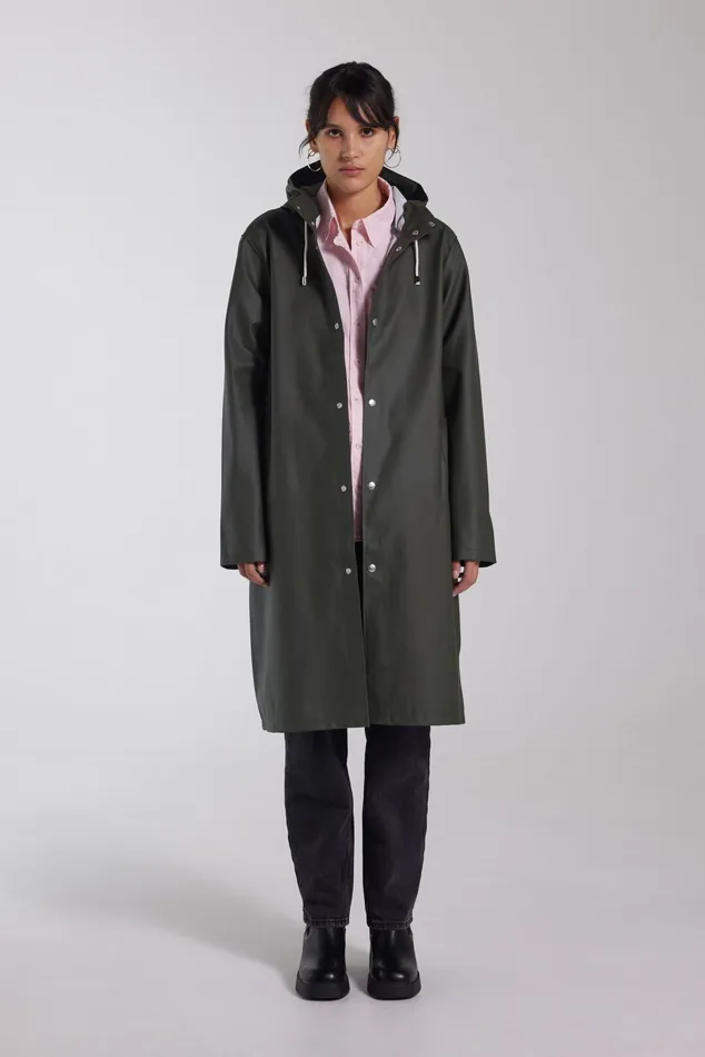 Stutterheim Stockholm Long Raincoat Green Women Long Raincoats