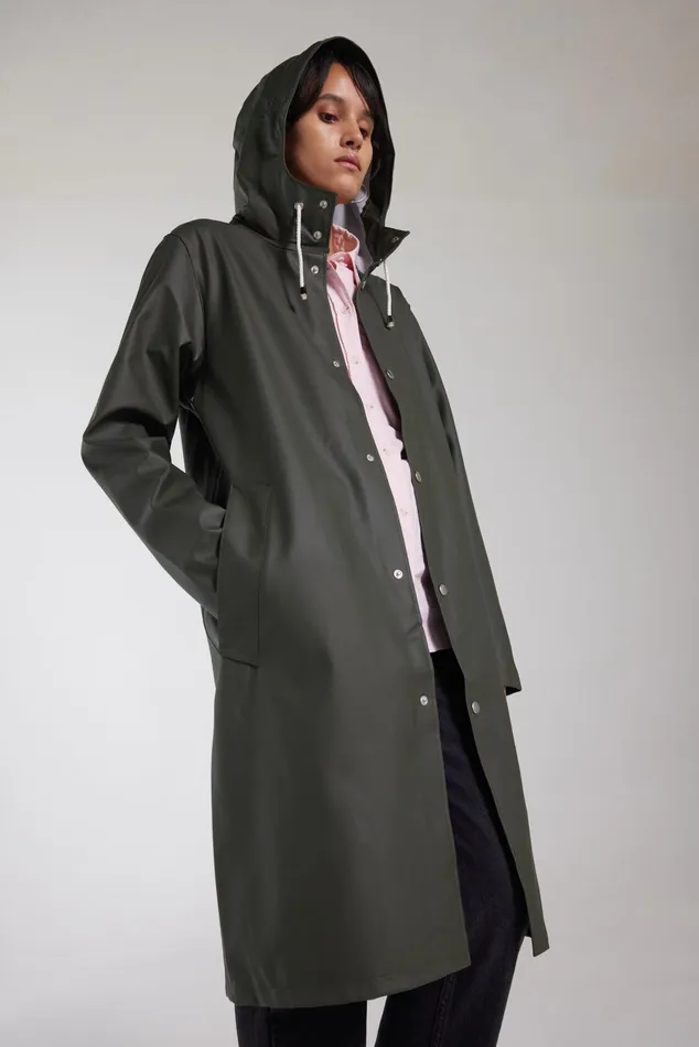 Stutterheim Stockholm Long Raincoat Green Women Long Raincoats