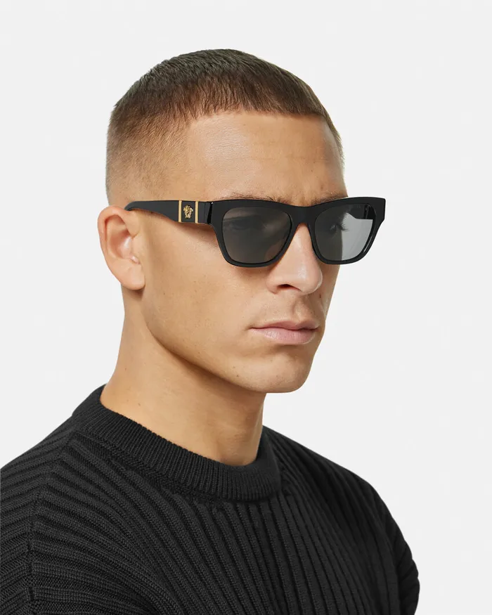 Sunglasses Men Versace Medusa Legend Squared Sunglasses Blackgold