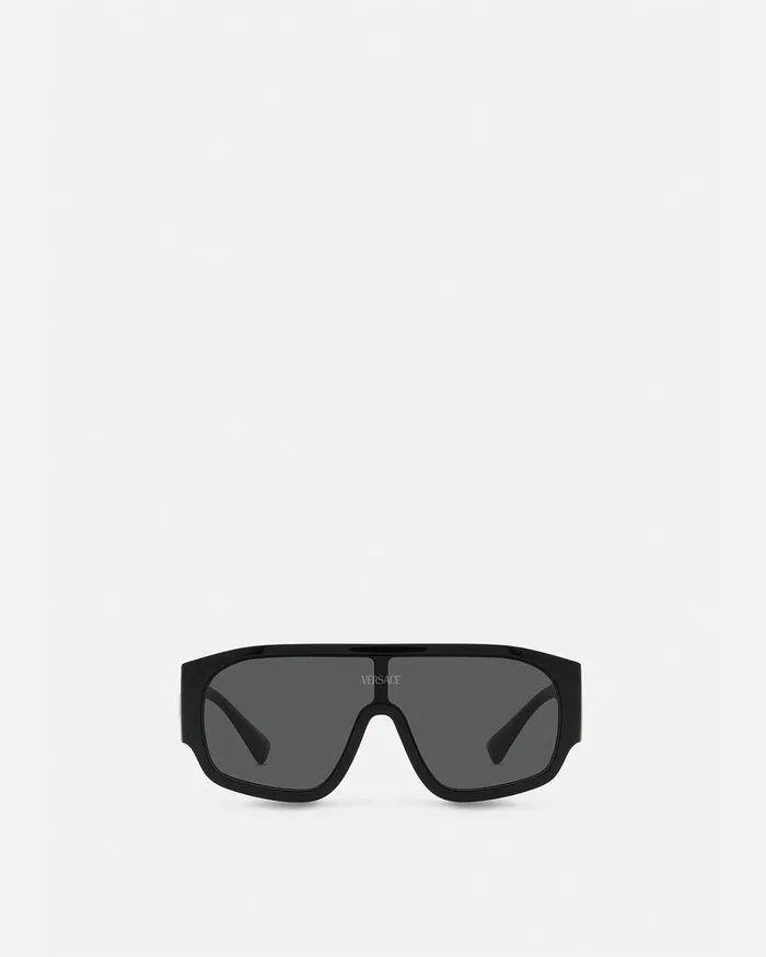 Sunglasses WomenMen Versace Logo Shield Sunglasses Black
