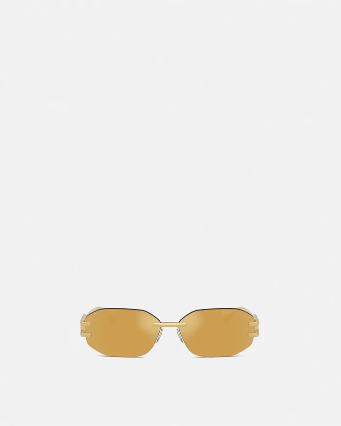 Sunglasses Women Versace Damier Plaque Sunglasses Gold