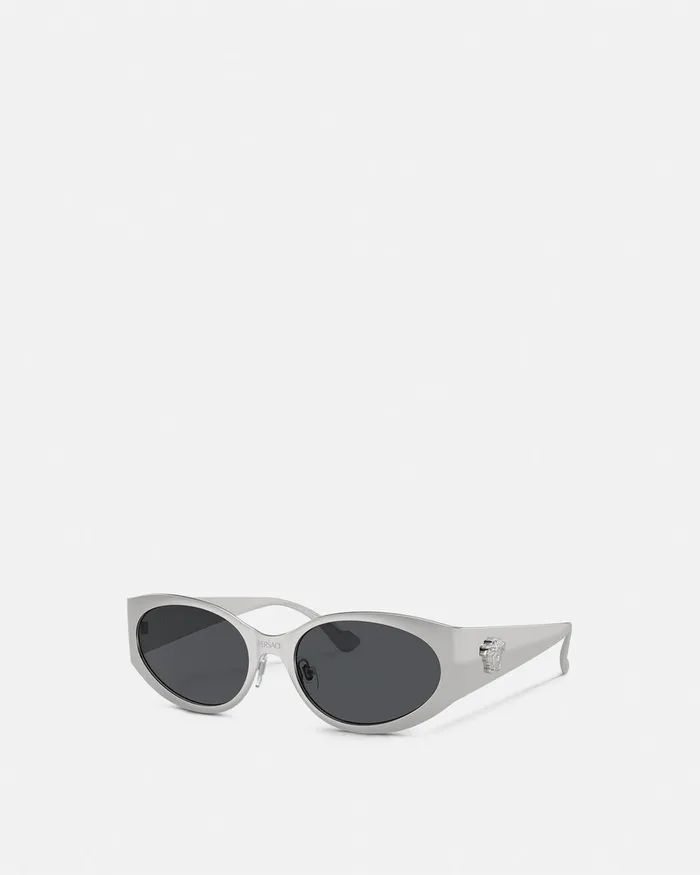 Sunglasses Women Versace La Medusa Oval Sunglasses Silver