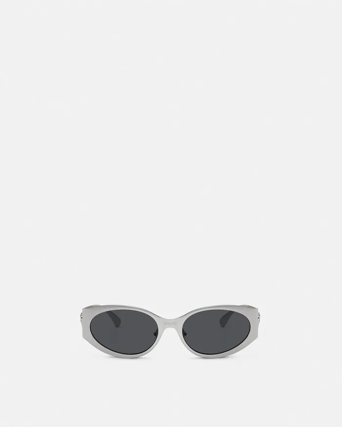 Sunglasses Women Versace La Medusa Oval Sunglasses Silver