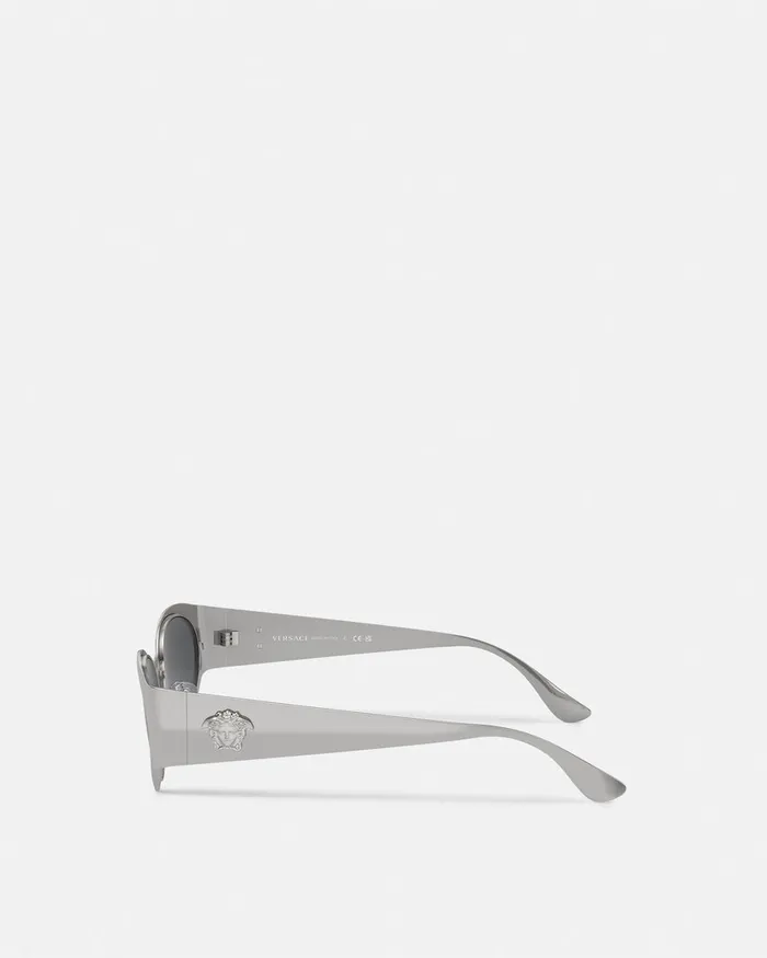 Sunglasses Women Versace La Medusa Oval Sunglasses Silver