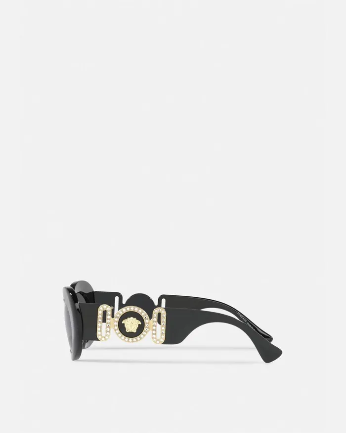 Sunglasses Women Versace Medusa Biggie Oval Sunglasses Blackgold