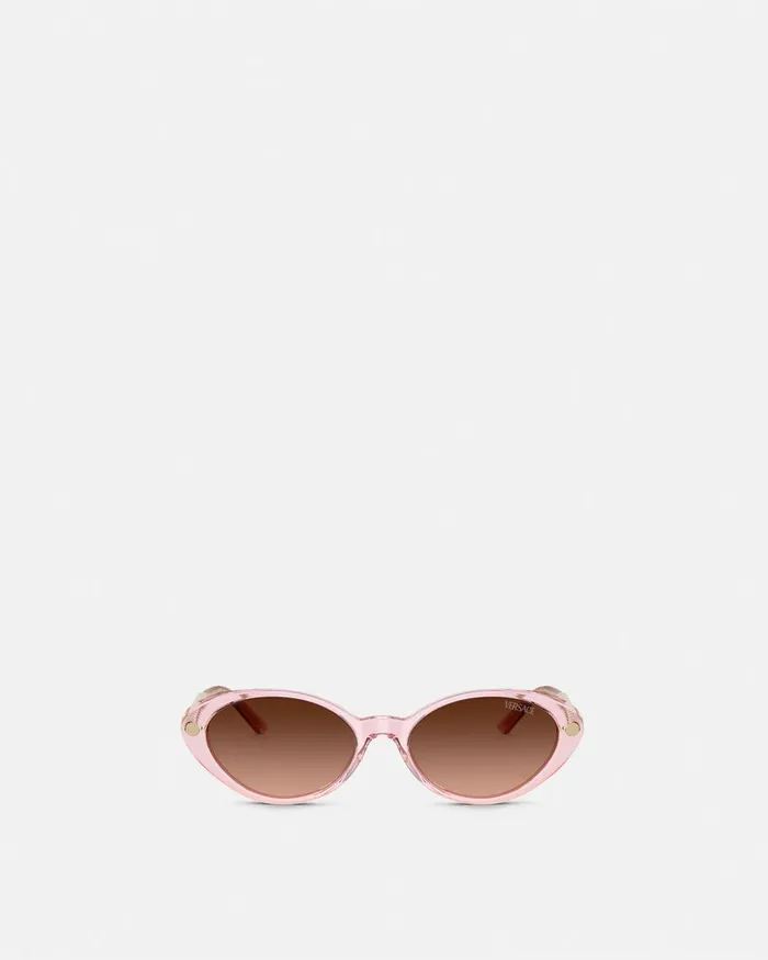 Sunglasses Women Versace Tubular Greca Oval Sunglasses Pink