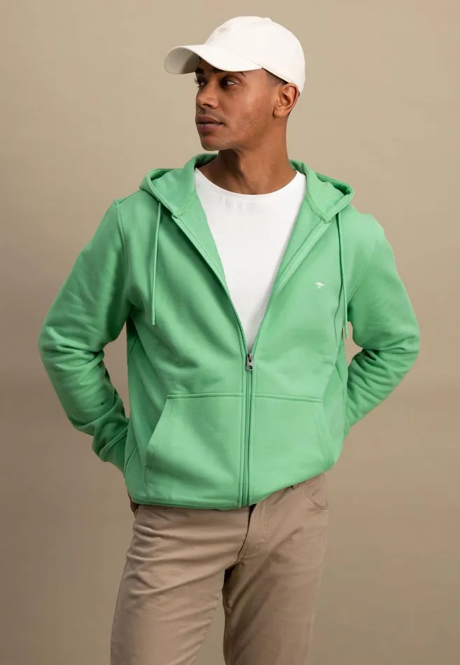Sweat Men FYNCHHATTON Sweatshirt Jacket Made Of 100 Cotton Turf Greensummer Breezenavynew Offwhitemedium Gray