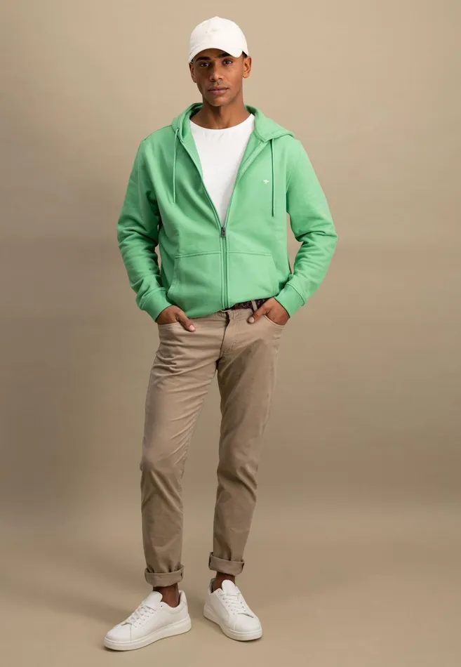Sweat Men FYNCHHATTON Sweatshirt Jacket Made Of 100 Cotton Turf Greensummer Breezenavynew Offwhitemedium Gray
