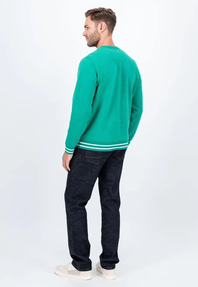 Sweater Men FYNCHHATTON Cotton Sweater With Logo Detail Cloud Bluemedium Graynavygrass Green