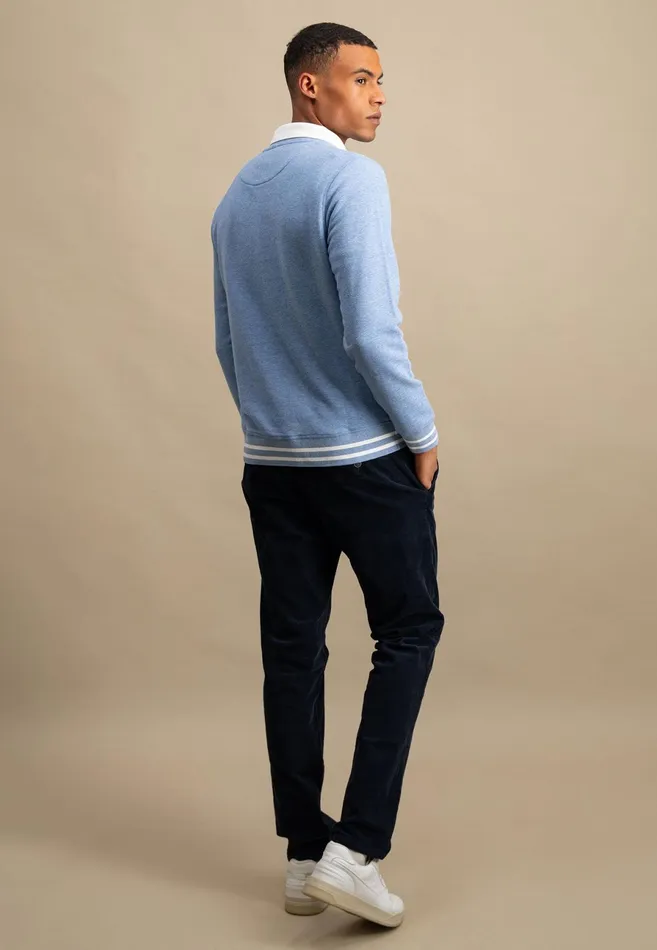 Sweater Men FYNCHHATTON Cotton Sweater With Logo Detail Cloud Bluemedium Graynavygrass Green