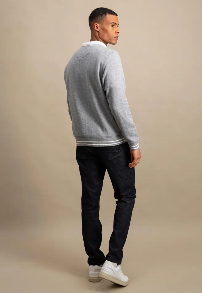 Sweater Men FYNCHHATTON Cotton Sweater With Logo Detail Cloud Bluemedium Graynavygrass Green