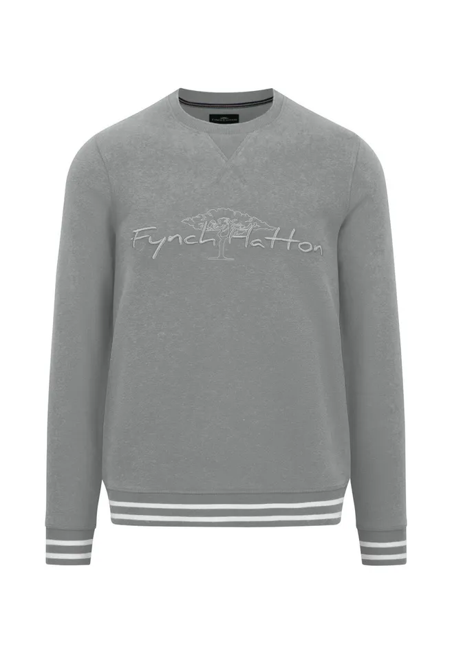 Sweater Men FYNCHHATTON Cotton Sweater With Logo Detail Cloud Bluemedium Graynavygrass Green