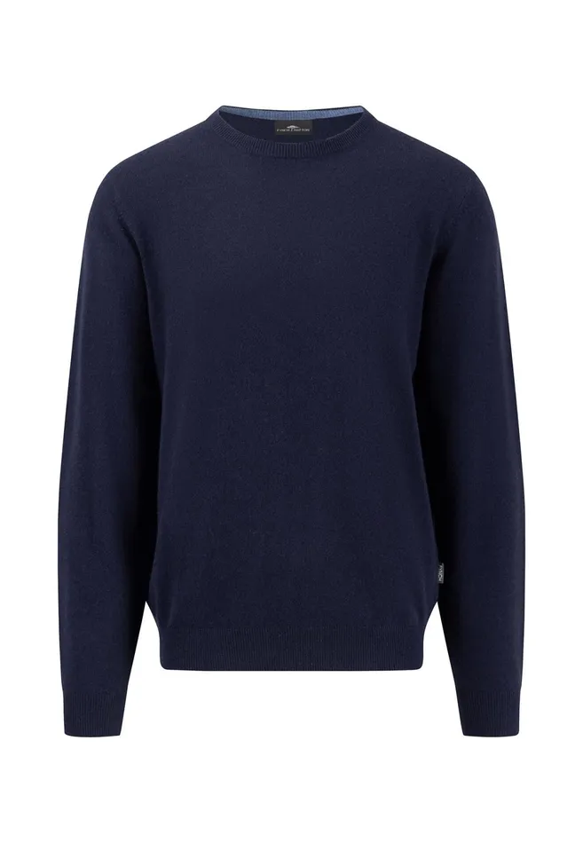 Sweater Men FYNCHHATTON Kashmir Knitting Sweater With A Circular Neckline Cloud Bluenavydark Emeraldhazelwinter Whitesteel