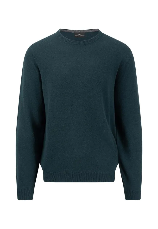 Sweater Men FYNCHHATTON Kashmir Knitting Sweater With A Circular Neckline Cloud Bluenavydark Emeraldhazelwinter Whitesteel