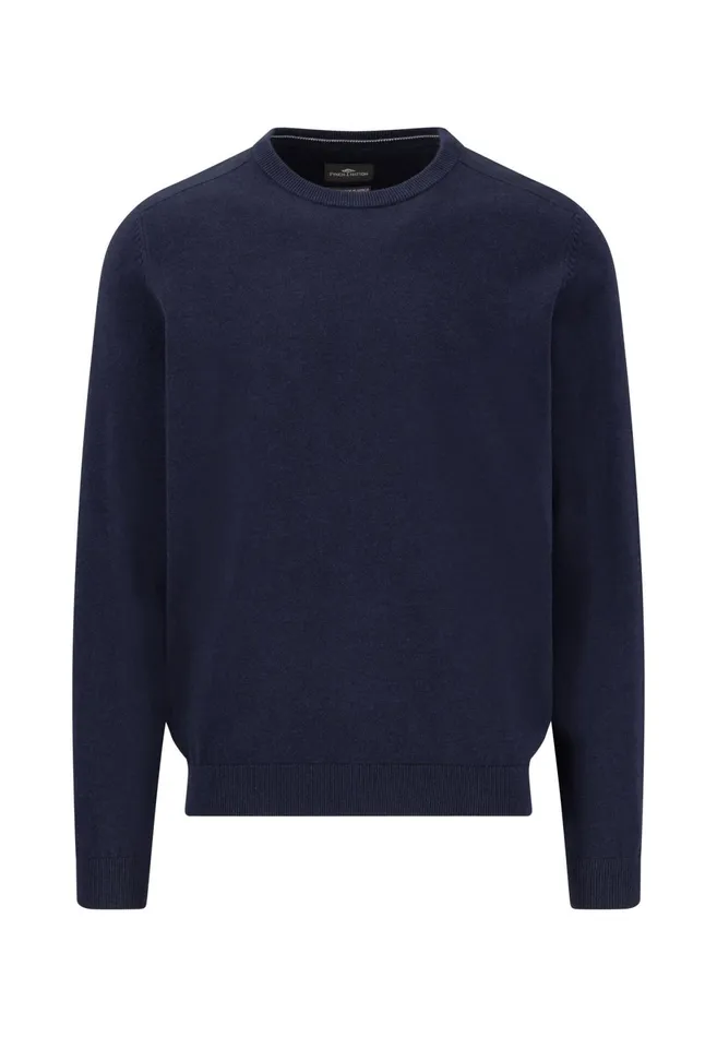 Sweater Men FYNCHHATTON Knitting Sweater With A Circular Neckline And Elbow Patches Navy Sweater Men FYNCHHATTON Knitting Sweater With A Circular Neckline And Elbow Patches Navy