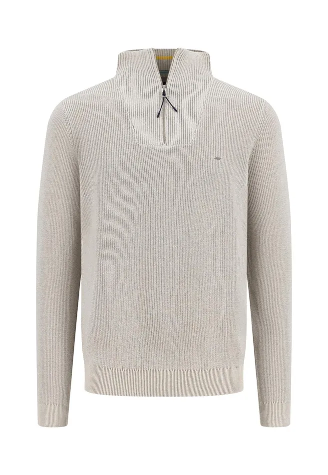 Sweater Men FYNCHHATTON Knitting Sweaters With A Troyer Collar And Logodail New Offwhitepoppy Rednavy