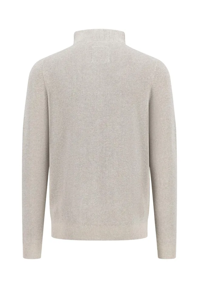 Sweater Men FYNCHHATTON Knitting Sweaters With A Troyer Collar And Logodail New Offwhitepoppy Rednavy