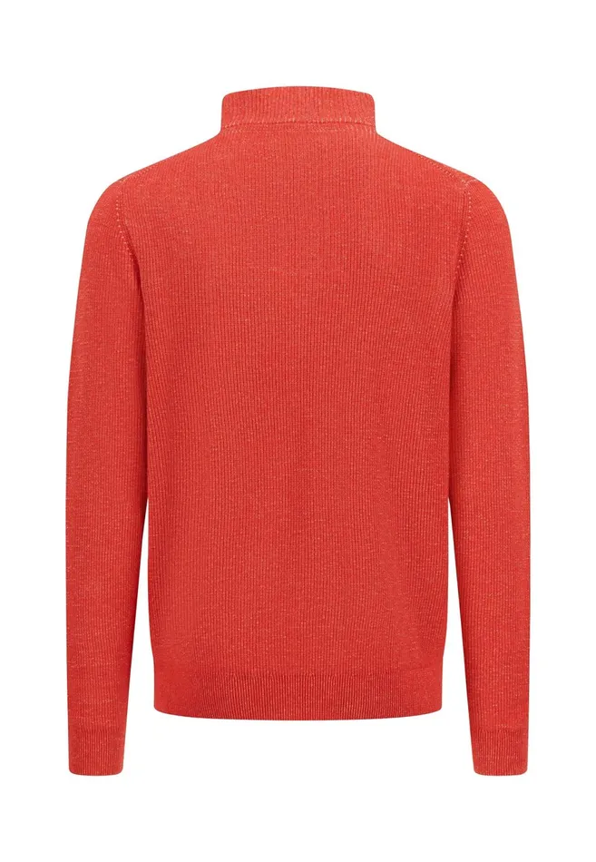 Sweater Men FYNCHHATTON Knitting Sweaters With A Troyer Collar And Logodail New Offwhitepoppy Rednavy