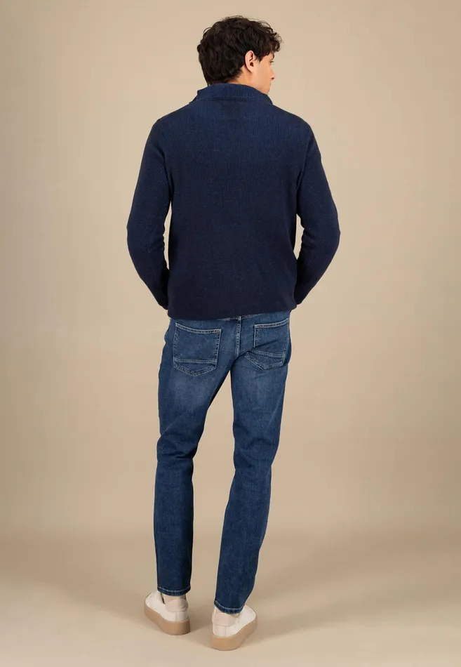 Sweater Men FYNCHHATTON Knitting Sweaters With A Troyer Collar And Logodail New Offwhitepoppy Rednavy
