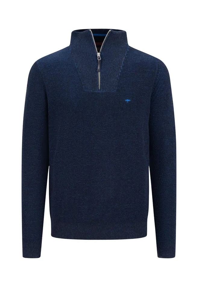 Sweater Men FYNCHHATTON Knitting Sweaters With A Troyer Collar And Logodail New Offwhitepoppy Rednavy