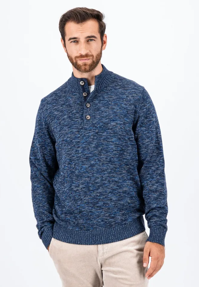 Sweater Men FYNCHHATTON Mottled Knitting Sweater Made Of Cotton Navy