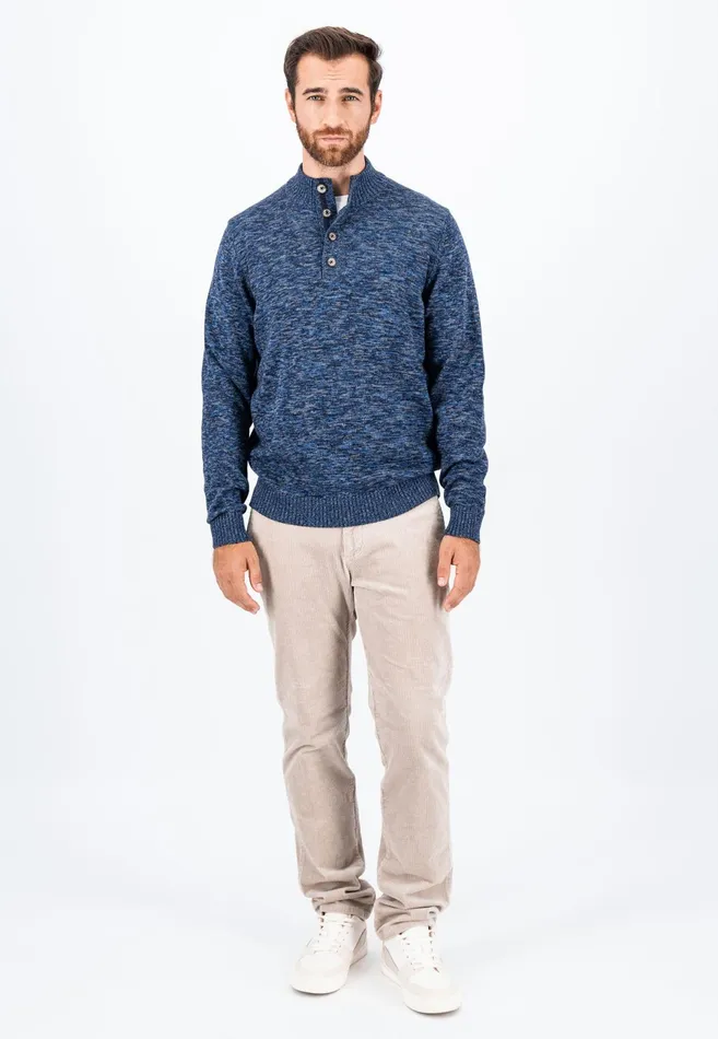 Sweater Men FYNCHHATTON Mottled Knitting Sweater Made Of Cotton Navy