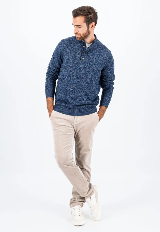Sweater Men FYNCHHATTON Mottled Knitting Sweater Made Of Cotton Navy