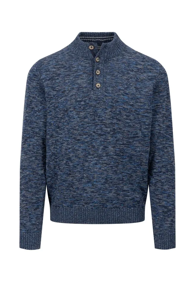 Sweater Men FYNCHHATTON Mottled Knitting Sweater Made Of Cotton Navy
