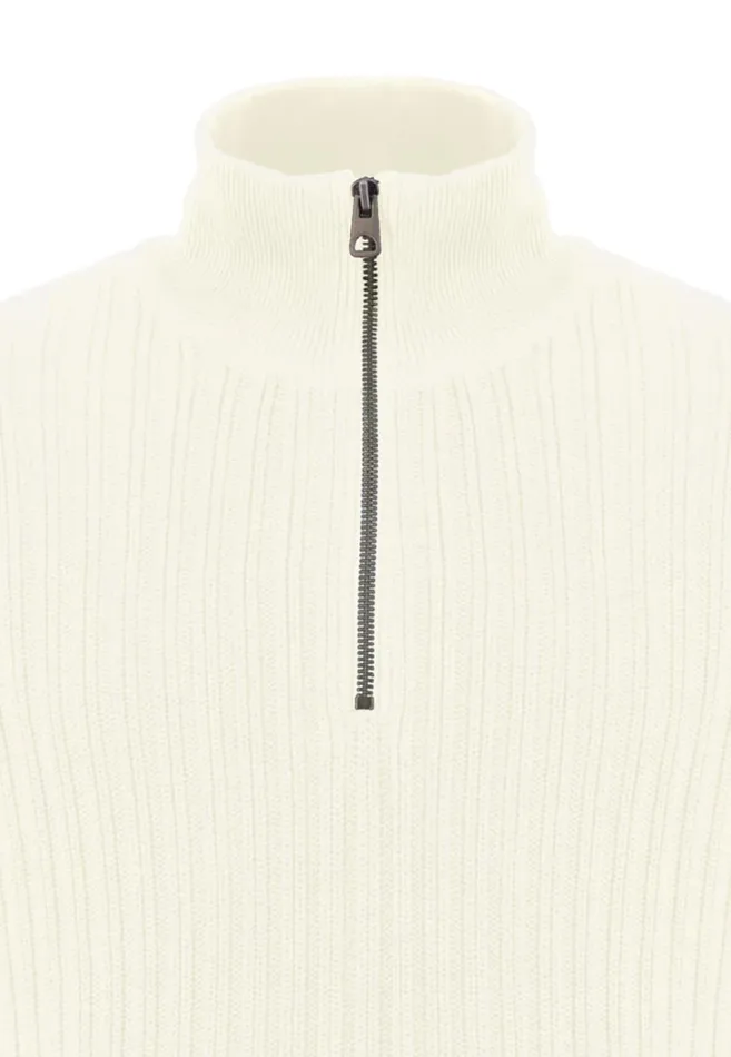 Sweater Men FYNCHHATTON Plus Size Troyer With Coarse Rib Knit Pattern Offwhitenavy Sweater Men FYNCHHATTON Plus Size Troyer With Coarse Rib Knit Pattern Offwhitenavy