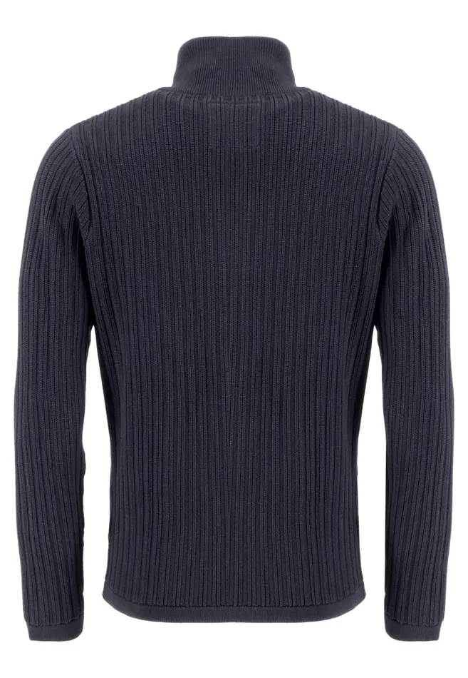 Sweater Men FYNCHHATTON Plus Size Troyer With Coarse Rib Knit Pattern Offwhitenavy Sweater Men FYNCHHATTON Plus Size Troyer With Coarse Rib Knit Pattern Offwhitenavy