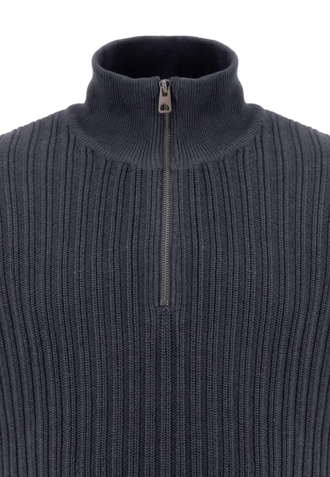 Sweater Men FYNCHHATTON Plus Size Troyer With Coarse Rib Knit Pattern Offwhitenavy Sweater Men FYNCHHATTON Plus Size Troyer With Coarse Rib Knit Pattern Offwhitenavy