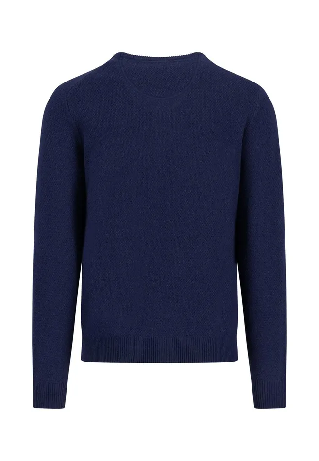 Sweater Men FYNCHHATTON Woll Mix With Structure Sweater Flamecloud Bluenavyhazelsilver