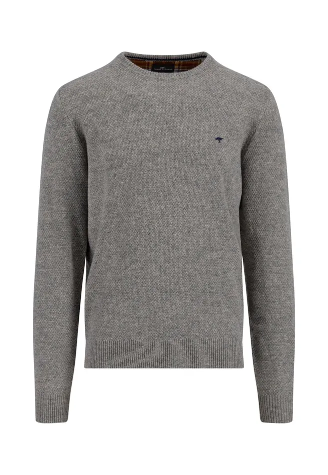Sweater Men FYNCHHATTON Woll Mix With Structure Sweater Flamecloud Bluenavyhazelsilver