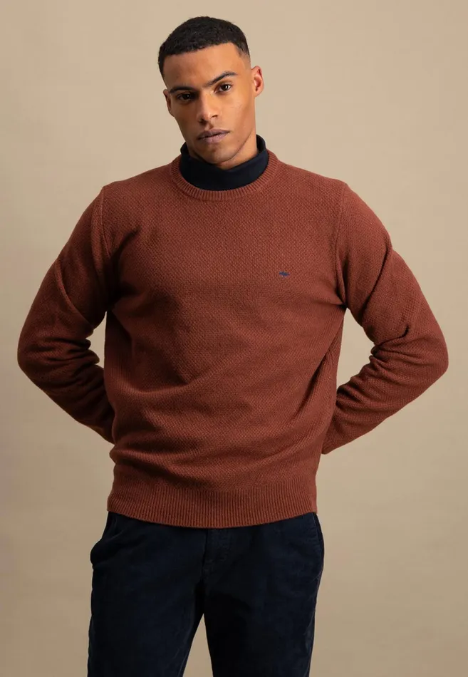Sweater Men FYNCHHATTON Woll Mix With Structure Sweater Flamecloud Bluenavyhazelsilver